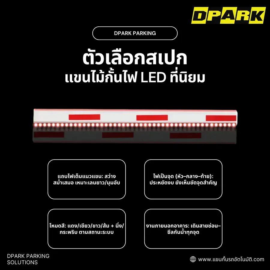 ตัวเลือกสเปกแขนไม้กั้นไฟ LED ที่นิยม